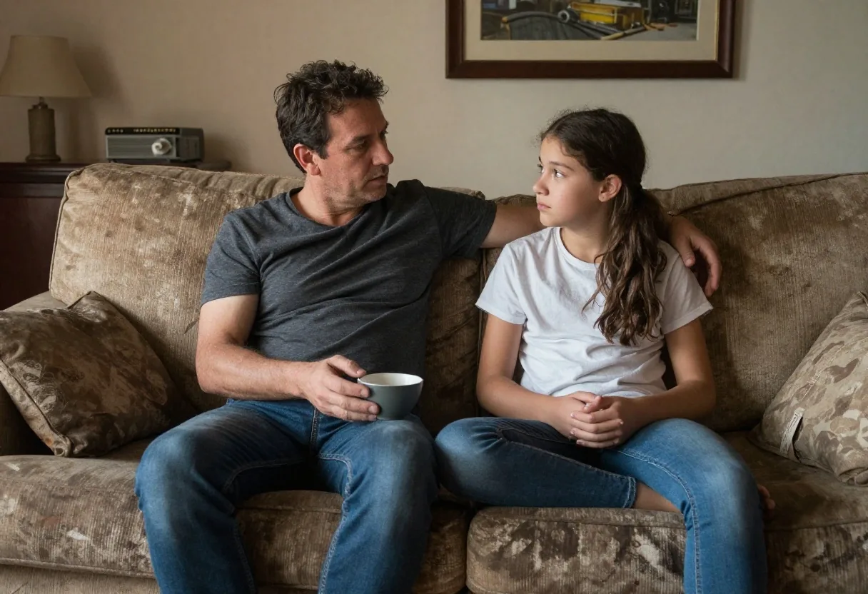 Adolescente revisando movimientos de billetera virtual con su padre