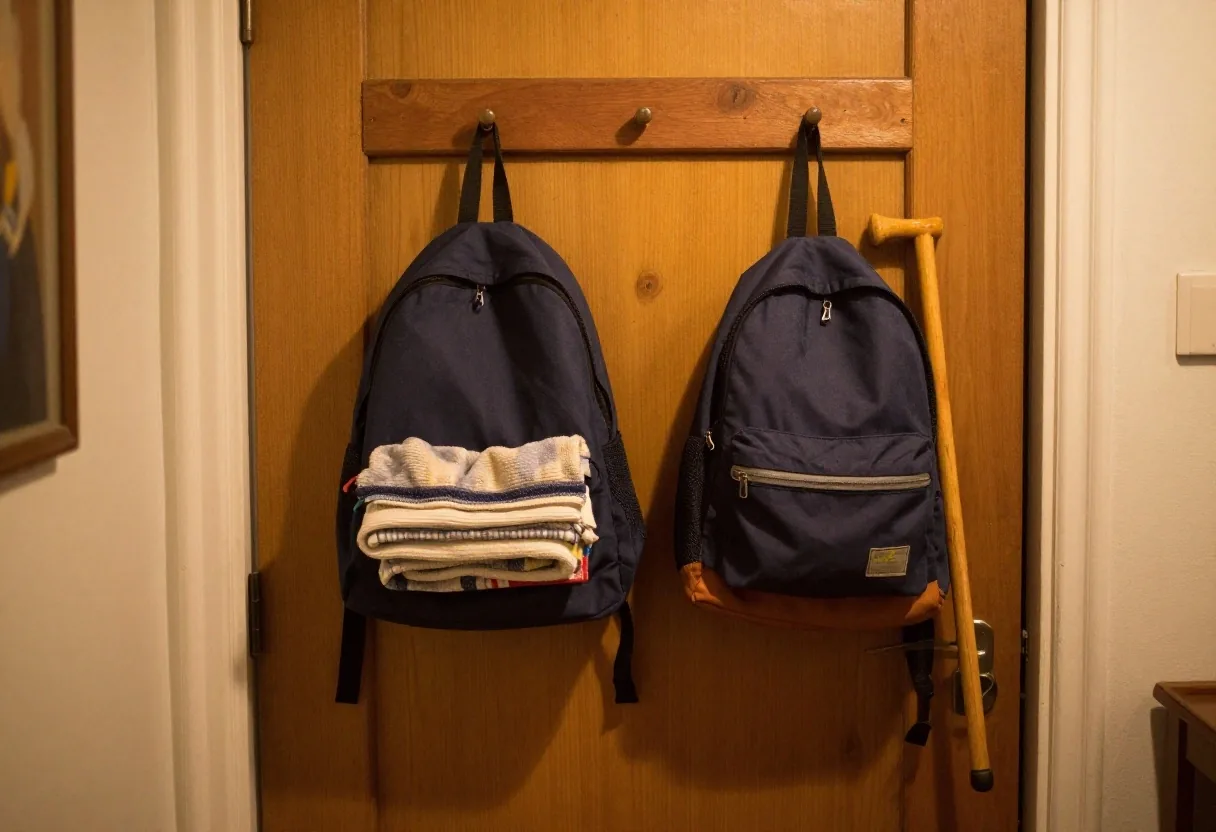 Mesa familiar con sobres de presupuesto y útiles escolares