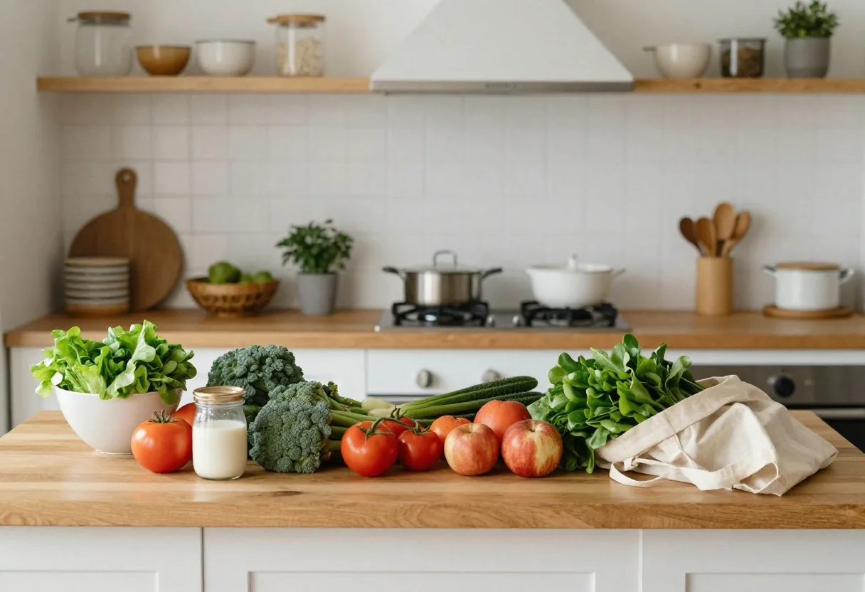 Compra semanal organizada en la cocina familiar